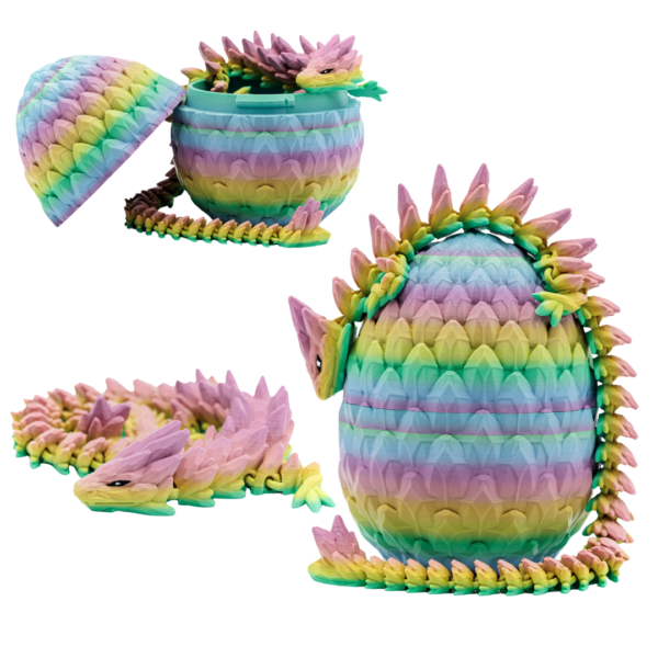 Kryształowy Smok Ze Smoczym Jajem RAINBOW 32cm