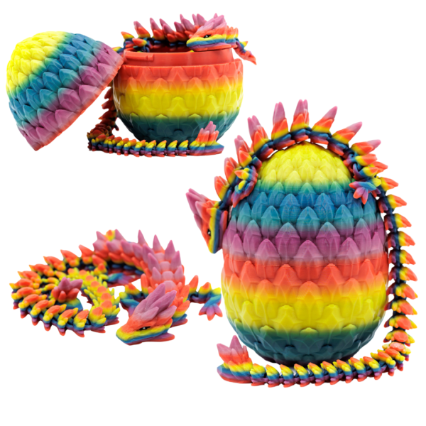 Ruchomy Kryształowy Smok Ze Smoczym Jajem RAINBOW V2 Rozmiar L